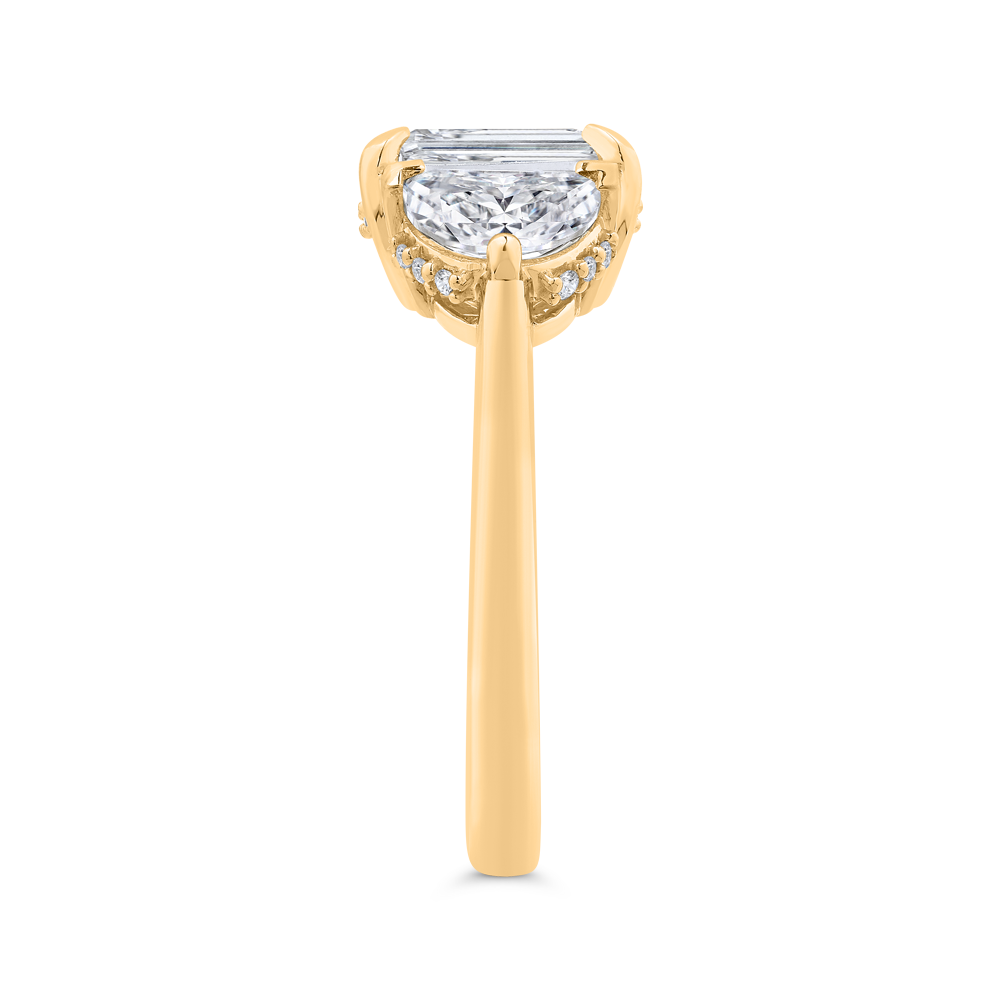14K Yellow Gold Emerald Cut Diamond Engagement Ring (Semi-Mount)