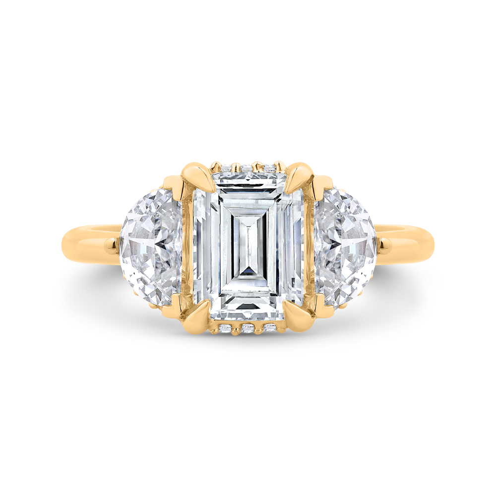 14K Yellow Gold Emerald Cut Diamond Engagement Ring (Semi-Mount)