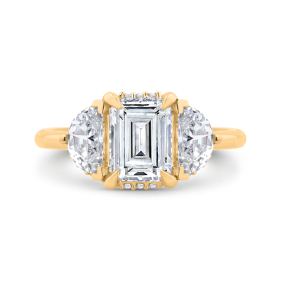 14K Yellow Gold Emerald Cut Diamond Engagement Ring (Semi-Mount)