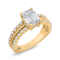 14K Yellow Gold Emerald Cut Diamond Engagement Ring (Semi-Mount)