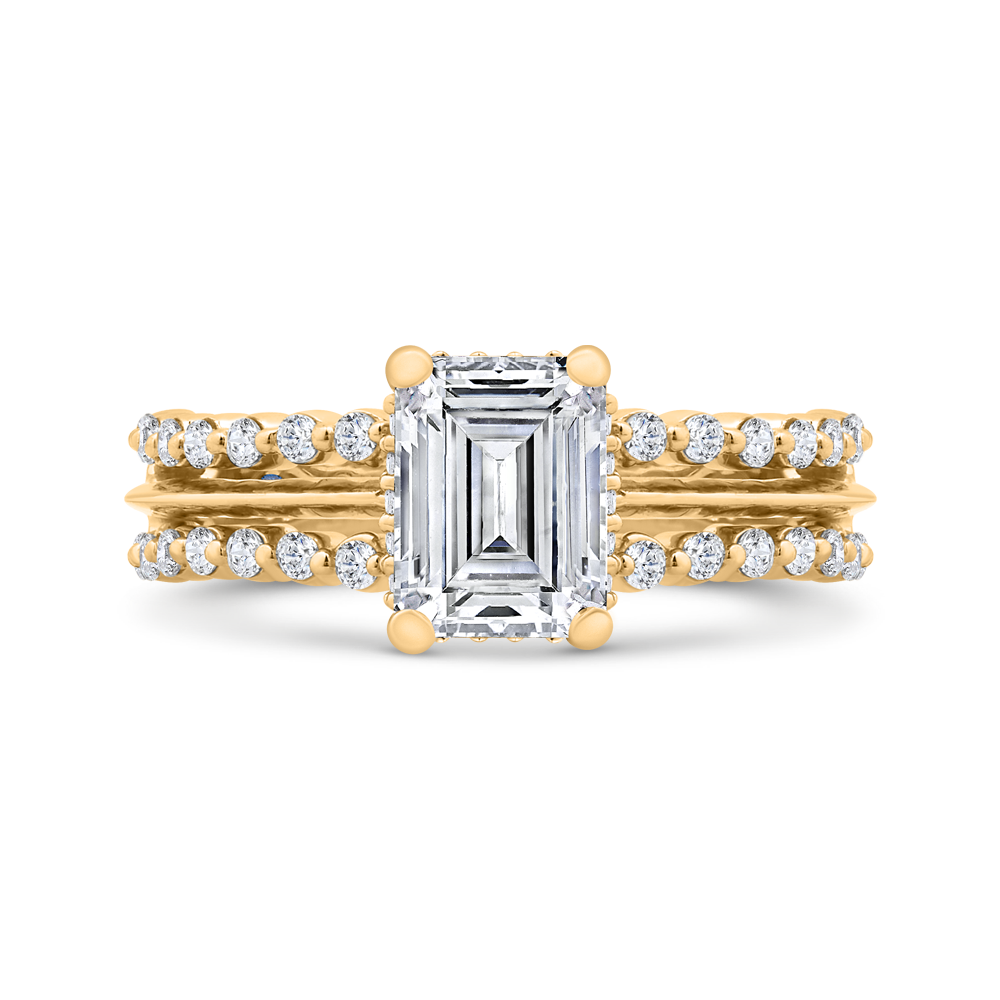 14K Yellow Gold Emerald Cut Diamond Engagement Ring (Semi-Mount)