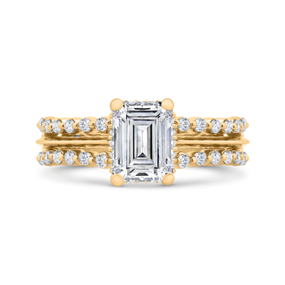 14K Yellow Gold Emerald Cut Diamond Engagement Ring (Semi-Mount)