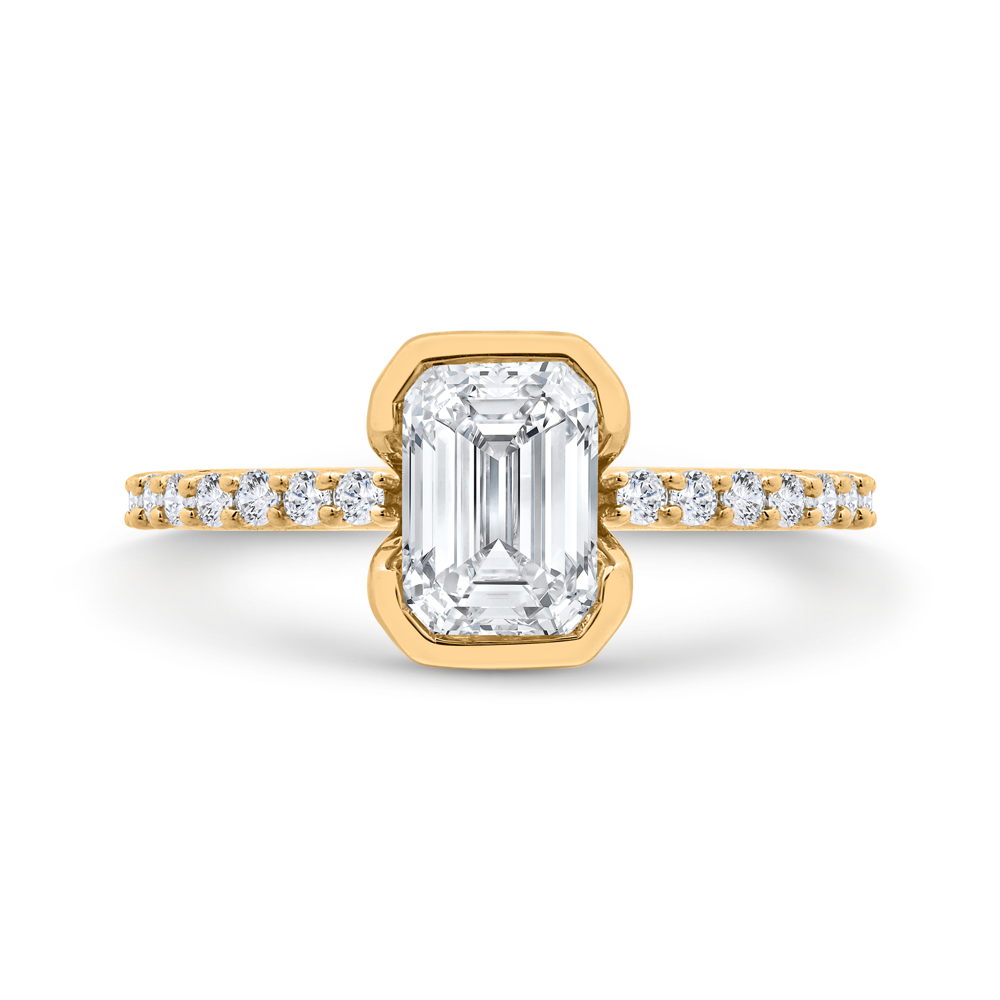 14K Yellow Gold Emerald Cut Diamond Engagement Ring (Semi-Mount)