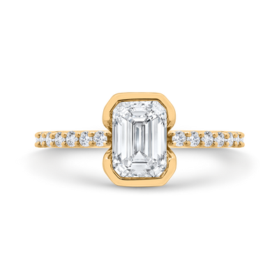 14K Yellow Gold Emerald Cut Diamond Engagement Ring (Semi-Mount)