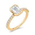 14K Yellow Gold Emerald Cut Diamond Engagement Ring (Semi-Mount)