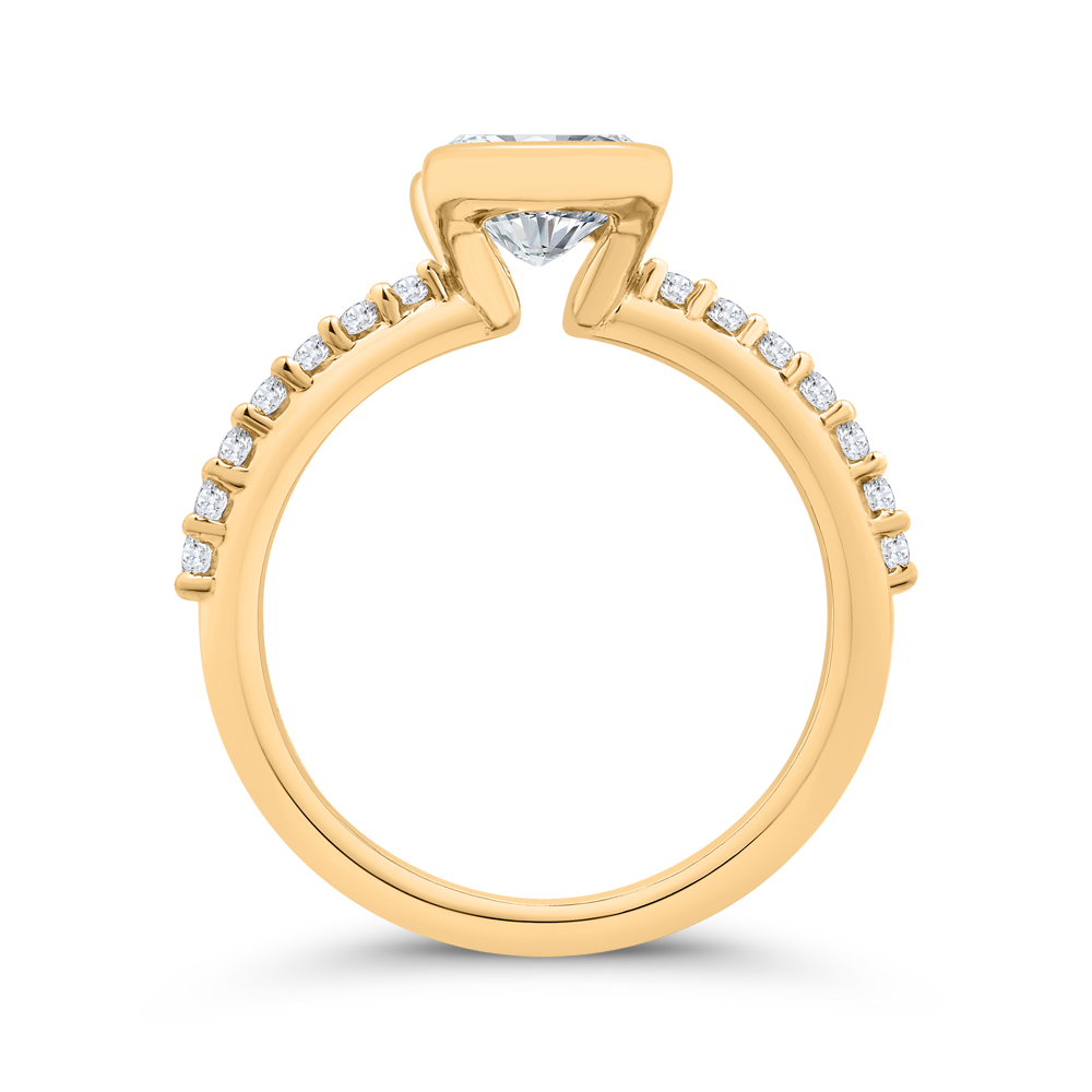 14K Yellow Gold Emerald Cut Diamond Engagement Ring (Semi-Mount)