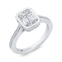 14K White Gold Emerald Cut Diamond Engagement Ring (Semi-Mount)