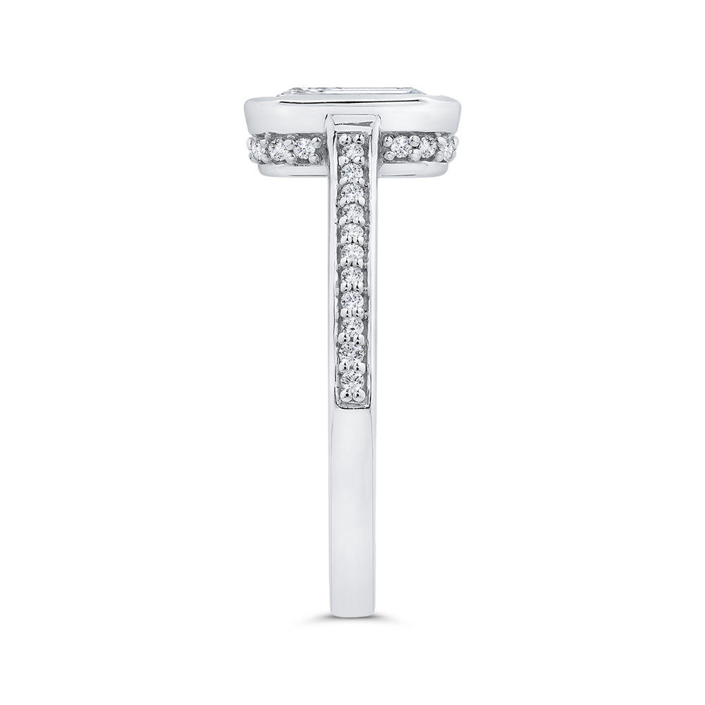 14K White Gold Emerald Cut Diamond Engagement Ring (Semi-Mount)