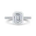 14K White Gold Emerald Cut Diamond Engagement Ring (Semi-Mount)