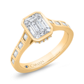 14K Yellow Gold Emerald Cut Diamond Engagement Ring (Semi-Mount)