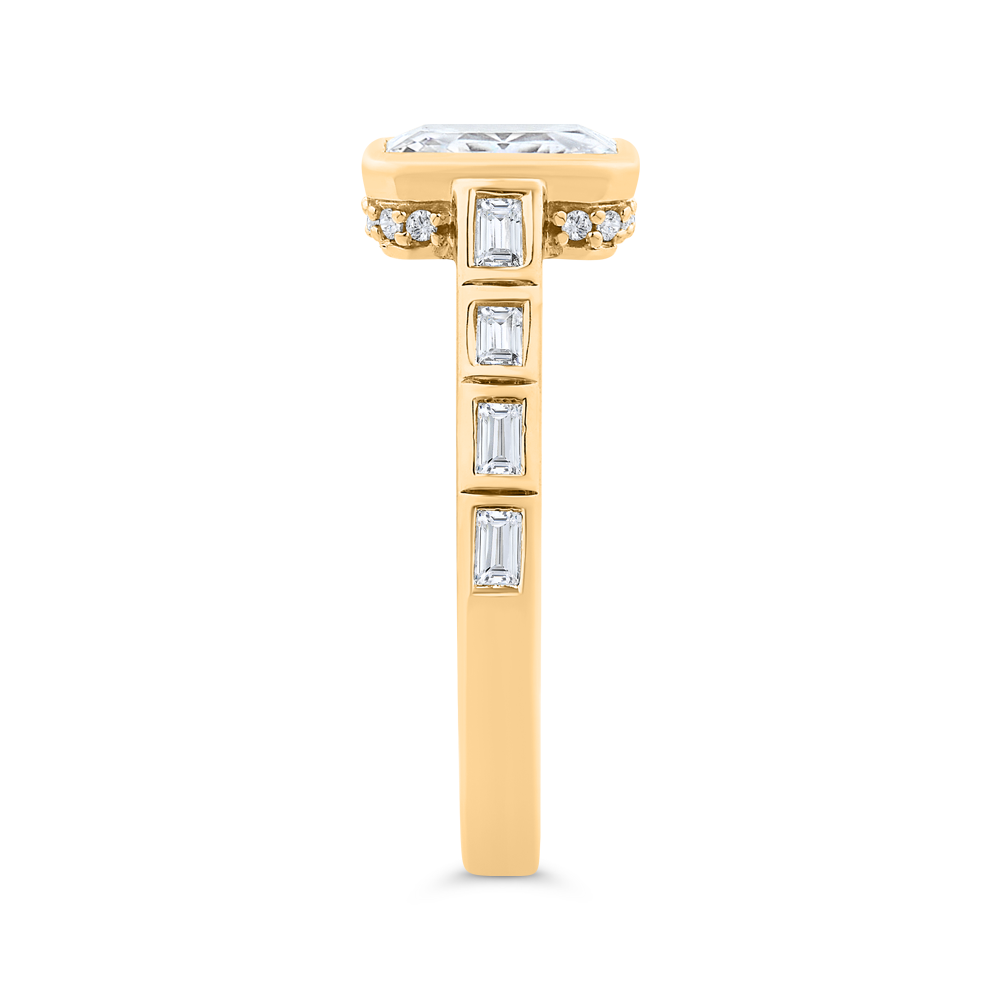 14K Yellow Gold Emerald Cut Diamond Engagement Ring (Semi-Mount)