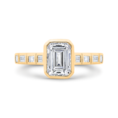 14K Yellow Gold Emerald Cut Diamond Engagement Ring (Semi-Mount)