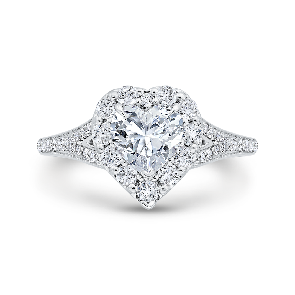 14K White Gold Heart Cut Diamond Engagement Ring (Semi-Mount)