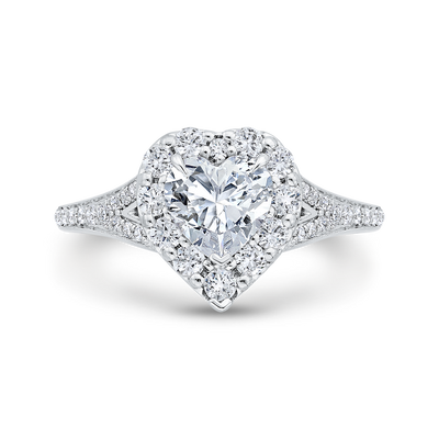 14K White Gold Heart Cut Diamond Engagement Ring (Semi-Mount)