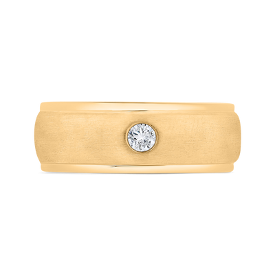 14K Yellow Gold with Round Diamond Men's Band