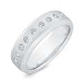14K White Gold with Round Diamond Men's Band