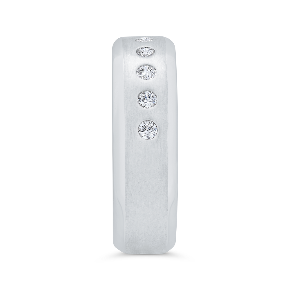 14K White Gold with Round Diamond Men's Band