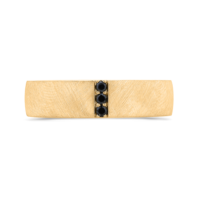 14K Yellow Gold with Round Black Diamond Men's Band