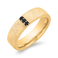 14K Yellow Gold with Round Black Diamond Men's Band