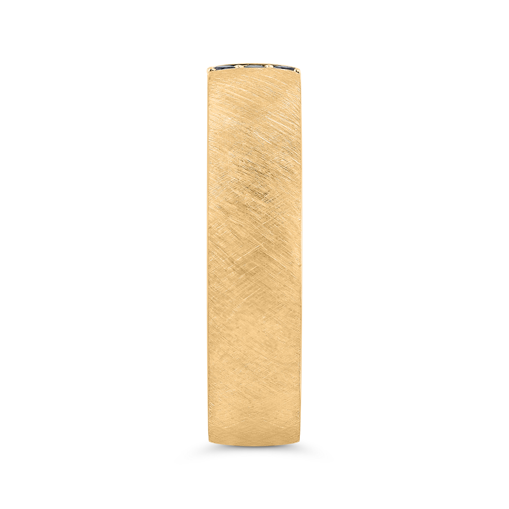 14K Yellow Gold with Round Black Diamond Men's Band