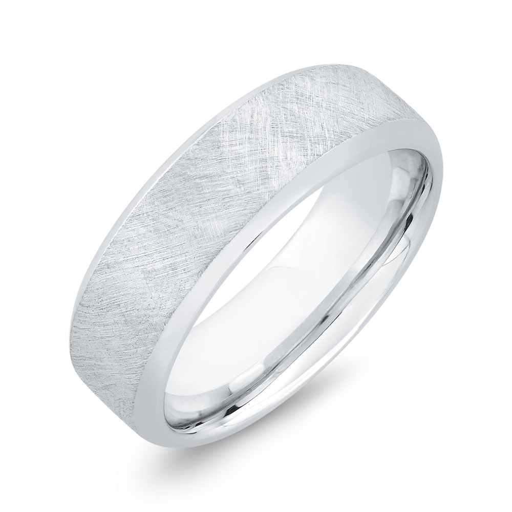 14K White Gold Men's Band