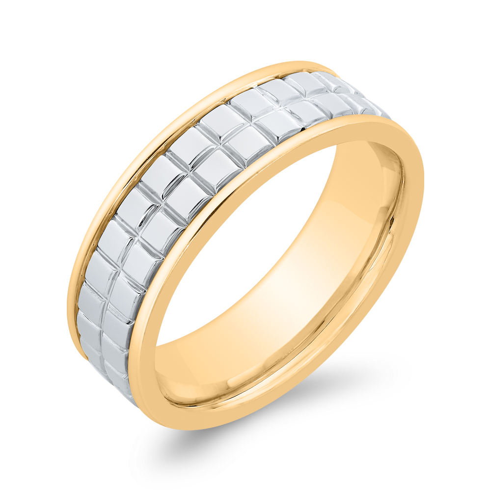 14K Two Tone Gold Men's Band