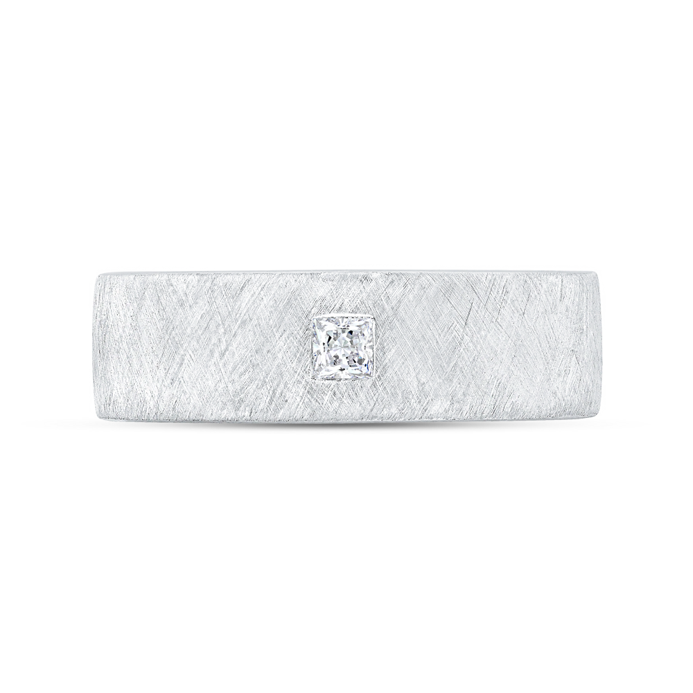 14K White Gold with Princess Diamond Men's Band