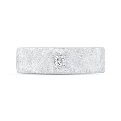 14K White Gold with Princess Diamond Men's Band