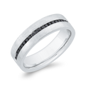 14K White Gold with Round Black Diamond Men's Band