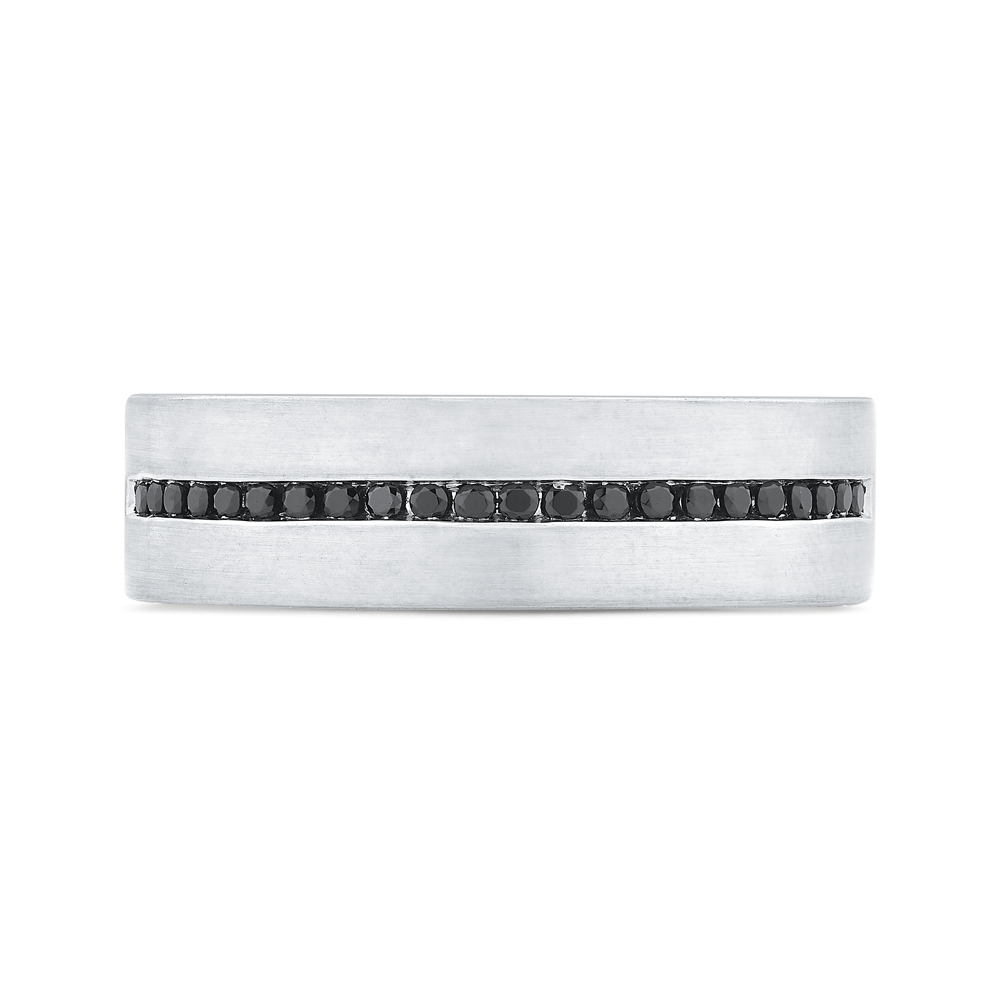 14K White Gold with Round Black Diamond Men's Band