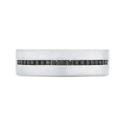 14K White Gold with Round Black Diamond Men's Band