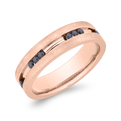 14K Rose Gold with Round Black Diamond Men's Band