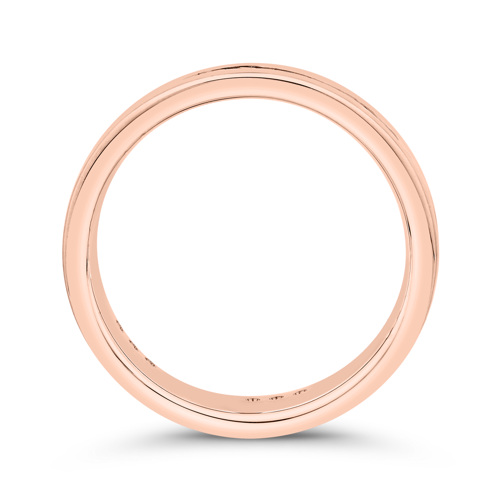 14K Rose Gold with Round Black Diamond Men's Band