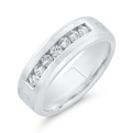 14K White Gold with Round Diamond Men's Band