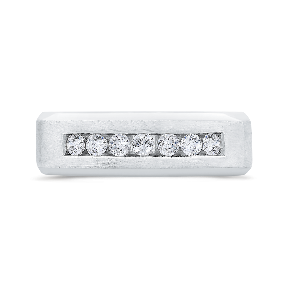 14K White Gold with Round Diamond Men's Band