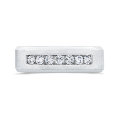 14K White Gold with Round Diamond Men's Band