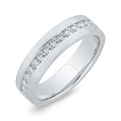14K White Gold with Round Diamond Men's Band