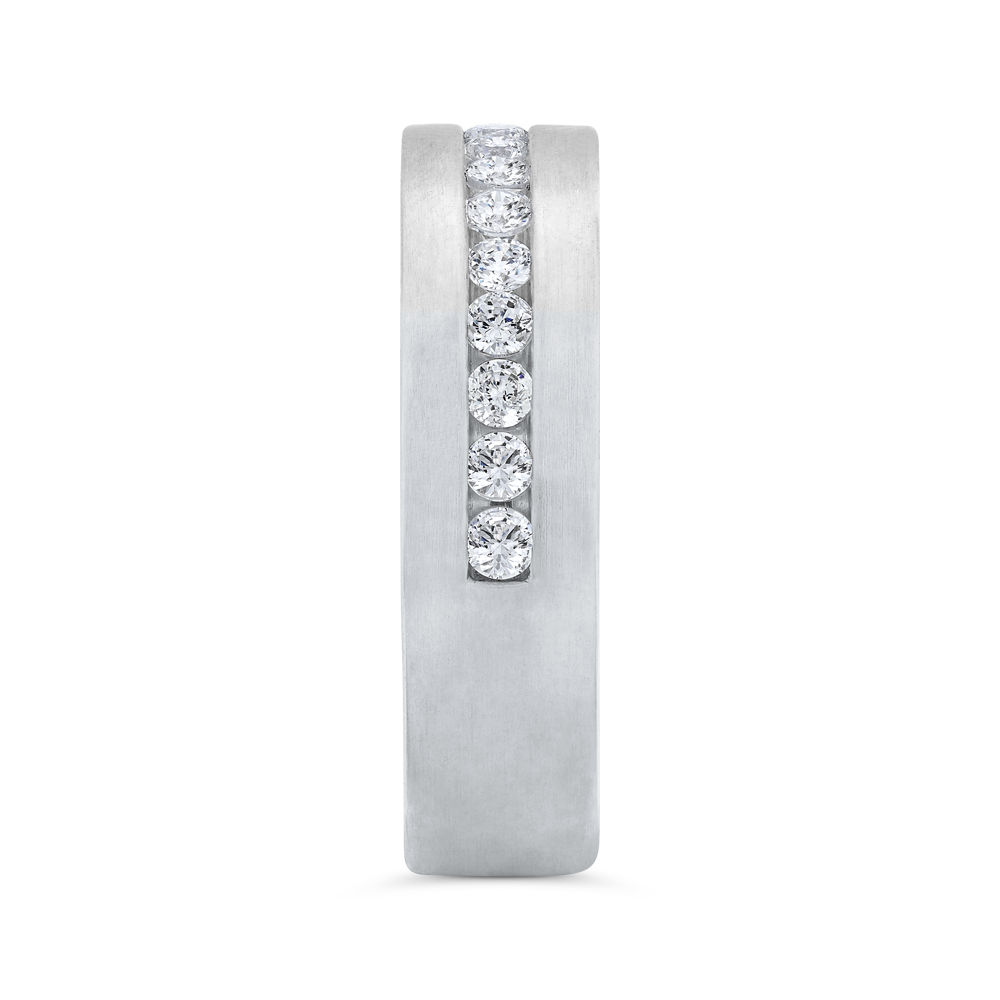 14K White Gold with Round Diamond Men's Band