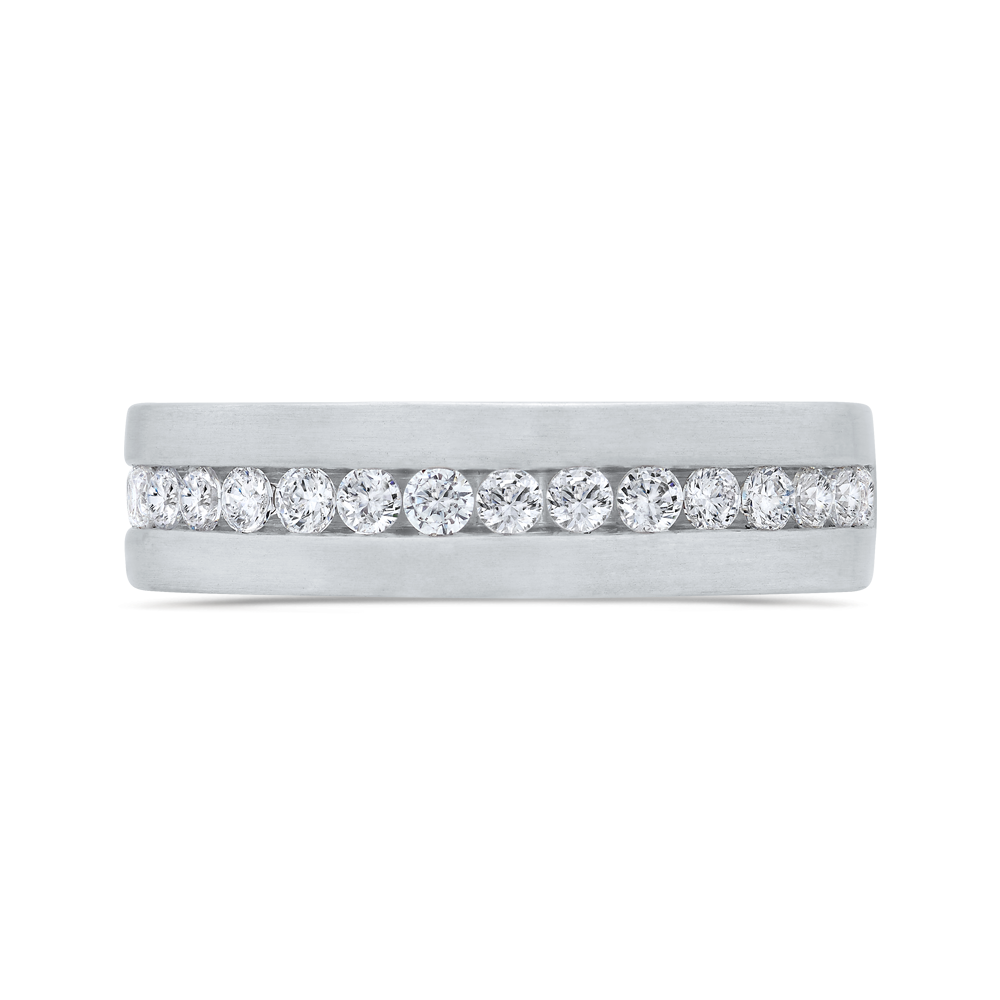 14K White Gold with Round Diamond Men's Band
