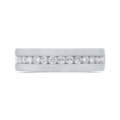 14K White Gold with Round Diamond Men's Band