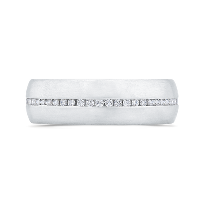 14K White Gold with Round Diamond Men's Band