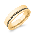 14K Yellow Gold with Round Black Diamond Men's Band