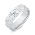 14K White Gold with Round Diamond Men's Band