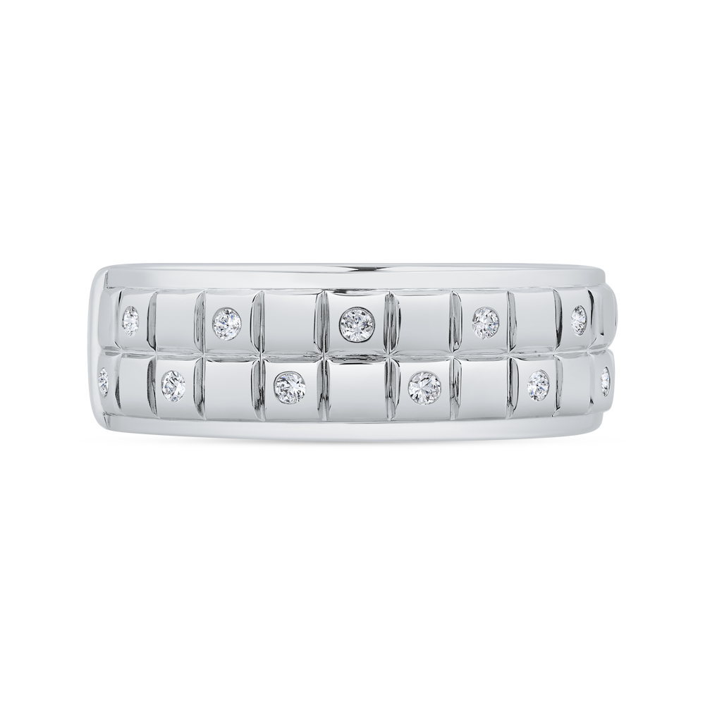 14K White Gold with Round Diamond Men's Band