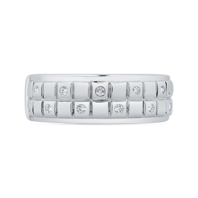 14K White Gold with Round Diamond Men's Band