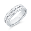 14K White Gold with Round Diamond Men's Band