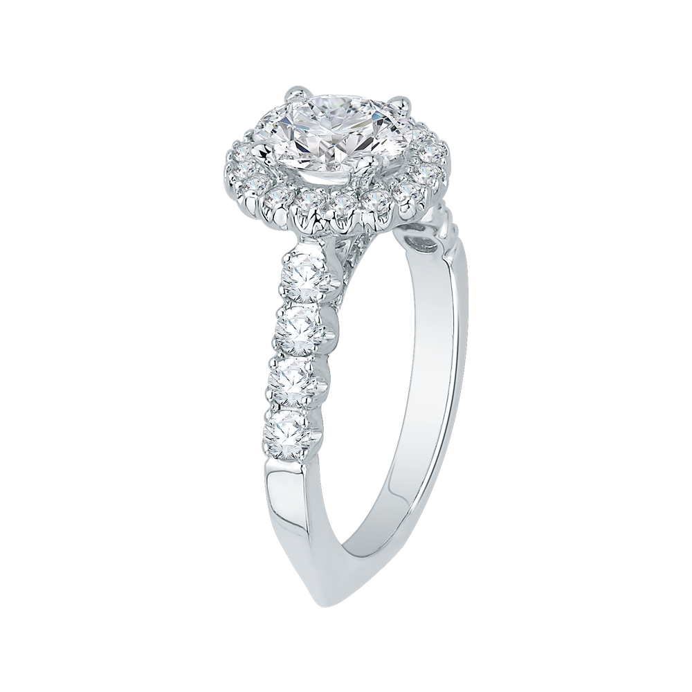 Oval Diamond Halo Engagement Ring In 14K White Gold (Semi-Mount)