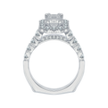 Oval Diamond Halo Engagement Ring In 14K White Gold (Semi-Mount)