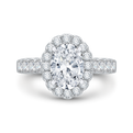 Oval Diamond Halo Engagement Ring In 14K White Gold (Semi-Mount)