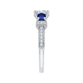 Oval Shape Diamond and Sapphire Three-Stone Engagement Ring in 14K White Gold (Semi-Mount)